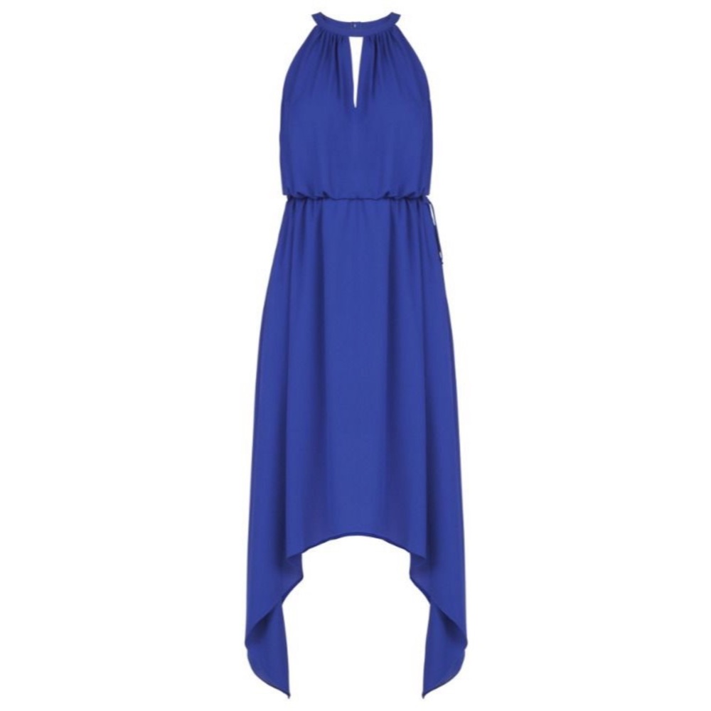 💙 BCBG Royal Blue Keyhole-Front Halter Dress